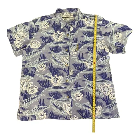 Columbia Sportswear Company shirt Mens Hawaian short sleeve Blue Size L - Picture 3 of 16